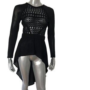 Bebe Mini Dress Going Out Top Small Sheer Cut Out High Low Club Bodycon Rave Y2K
